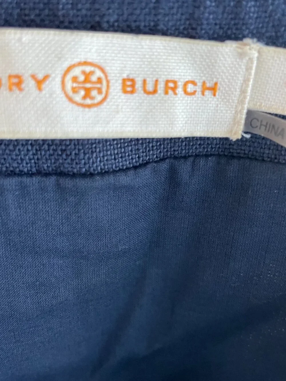 Tory Burch Navy Blue Button Front Linen Shift Dress size 6